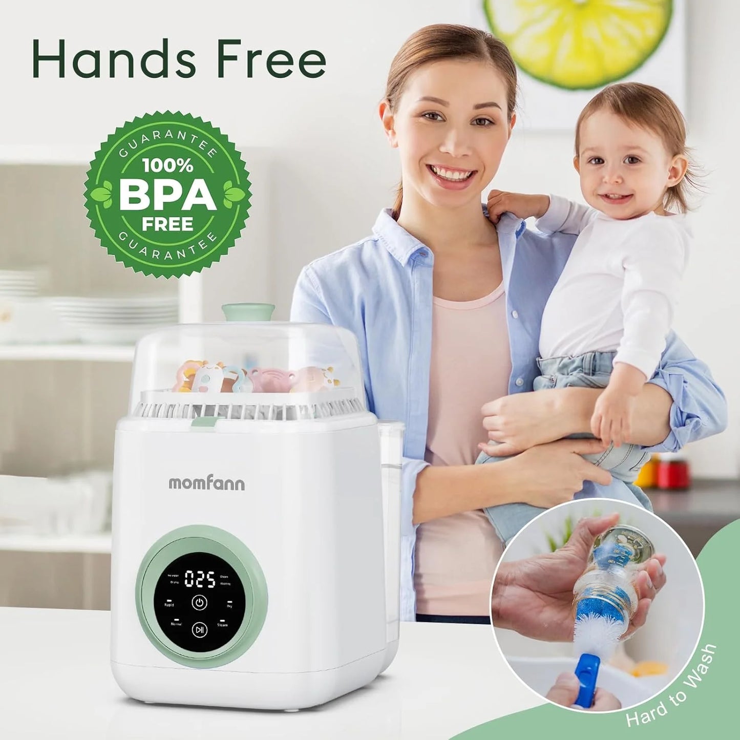 Lavabiberon - Lavaggio rapido in 19 minuti, sterilizzatore e asciugatrice, detergente tutto in uno