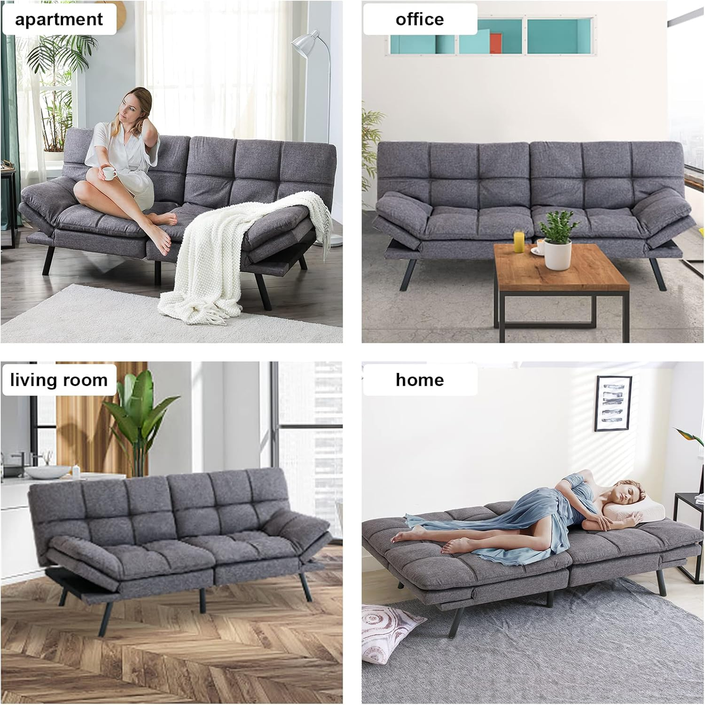 Divano letto futon, divano letto in memory foam
