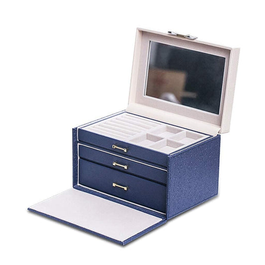 Scatola portaoggetti per gioielli Scatola portagioie multistrato con specchio per collane, orecchini, bracciali, gioielli