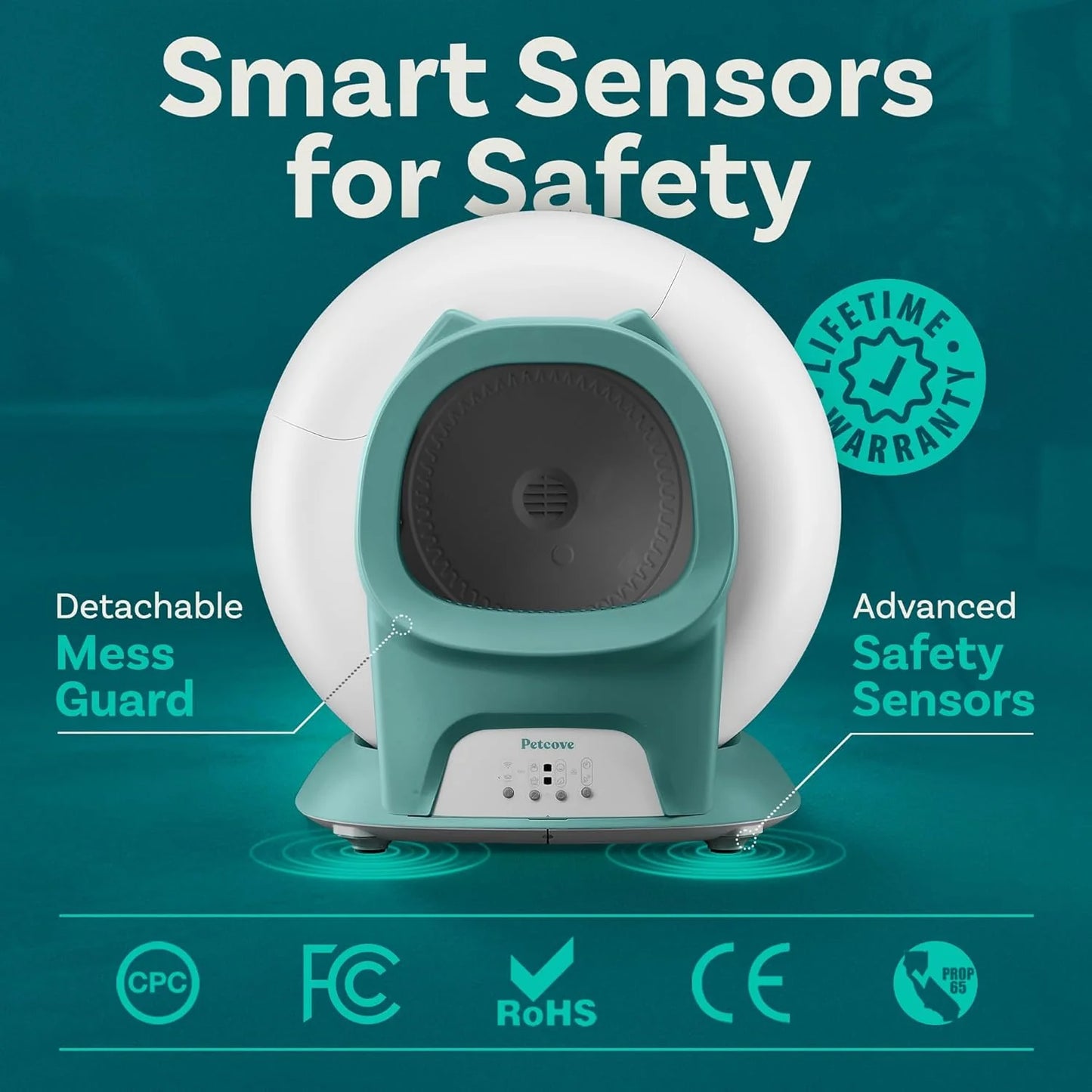 Lettiera autopulente con sensori di sicurezza automatici per più gatti - Lettiera automatica per gatti autopulente