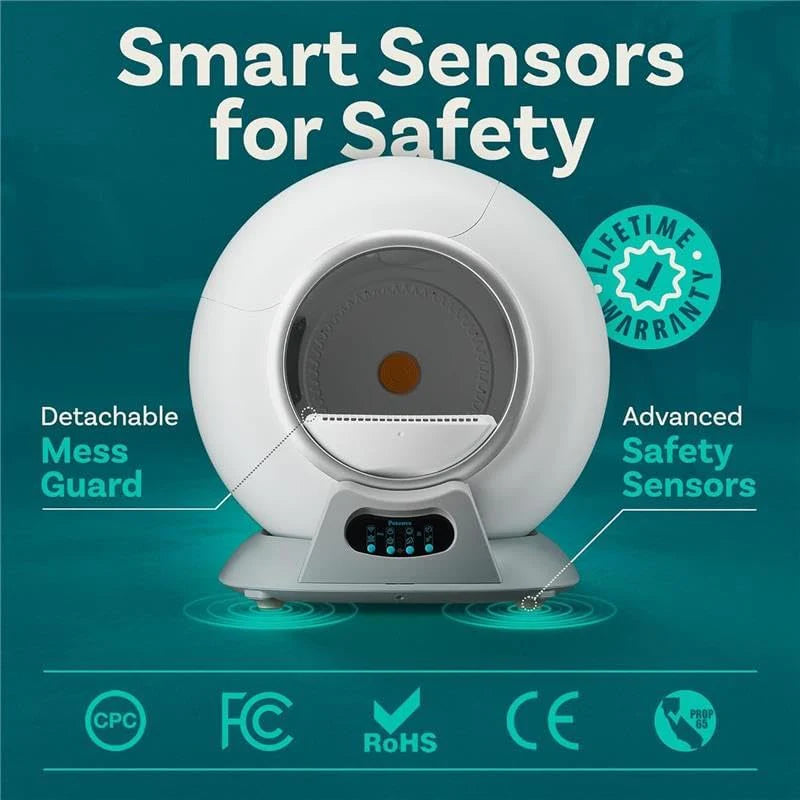 Lettiera autopulente con sensori di sicurezza automatici per più gatti - Lettiera automatica per gatti autopulente
