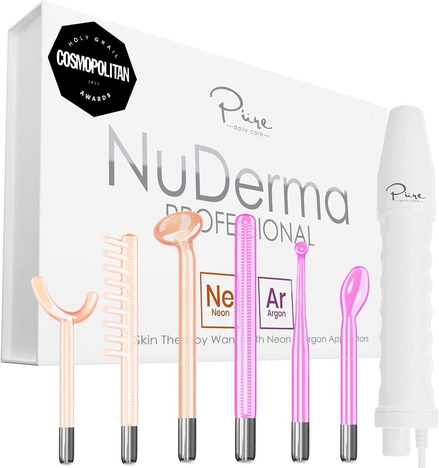 Bacchetta professionale per il trattamento della pelle - Portatile con 6 luci al neon e bacchetta all'argon - Solleva la pelle - Deterge e rassoda