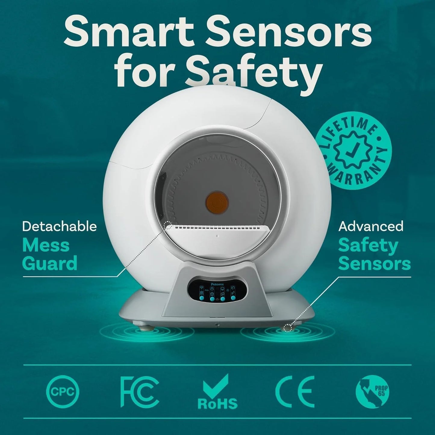 Lettiera autopulente con sensori di sicurezza automatici per più gatti - Lettiera automatica per gatti autopulente