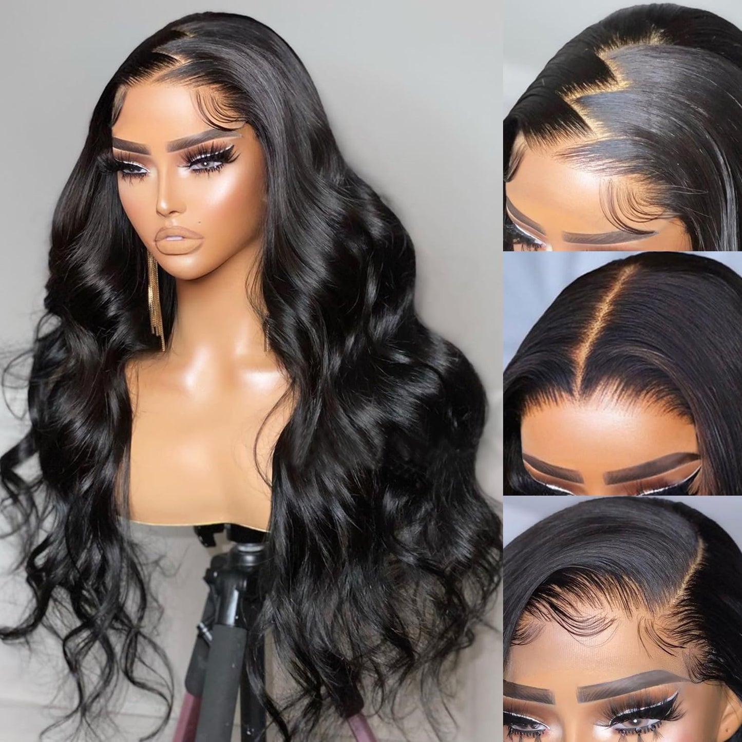 Parrucche frontali in pizzo con onde del corpo 13x4, capelli umani pre-pizzicati con capelli per bambini