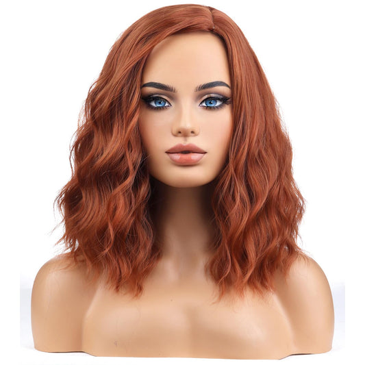 Parrucche marroni per donne, parrucche corte, ricce e ondulate, parrucche sintetiche resistenti al calore, colore castano misto per ragazze