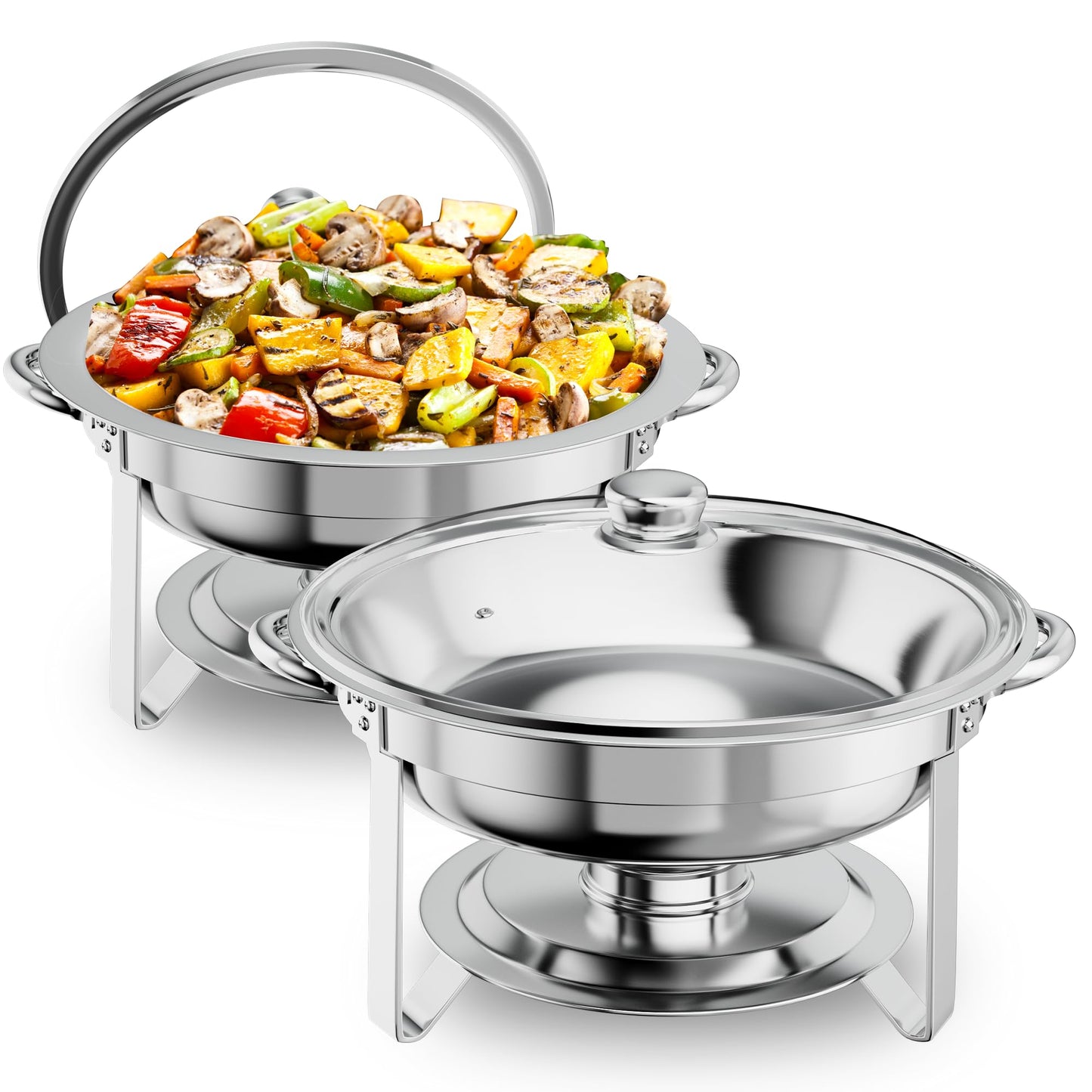 Set da buffet con scaldavivande e scaldavivande rotondi, confezione da 4
