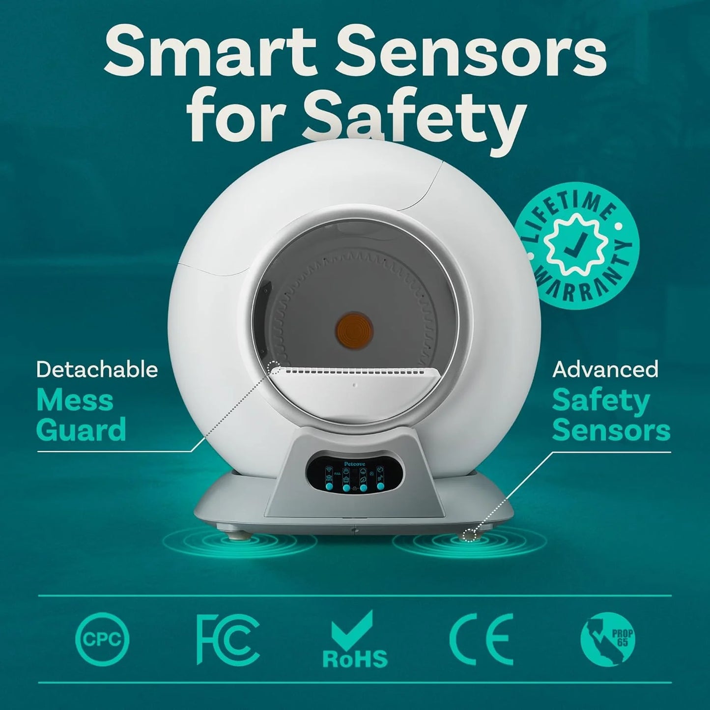 Lettiera autopulente con sensori di sicurezza automatici per più gatti - Lettiera automatica per gatti autopulente