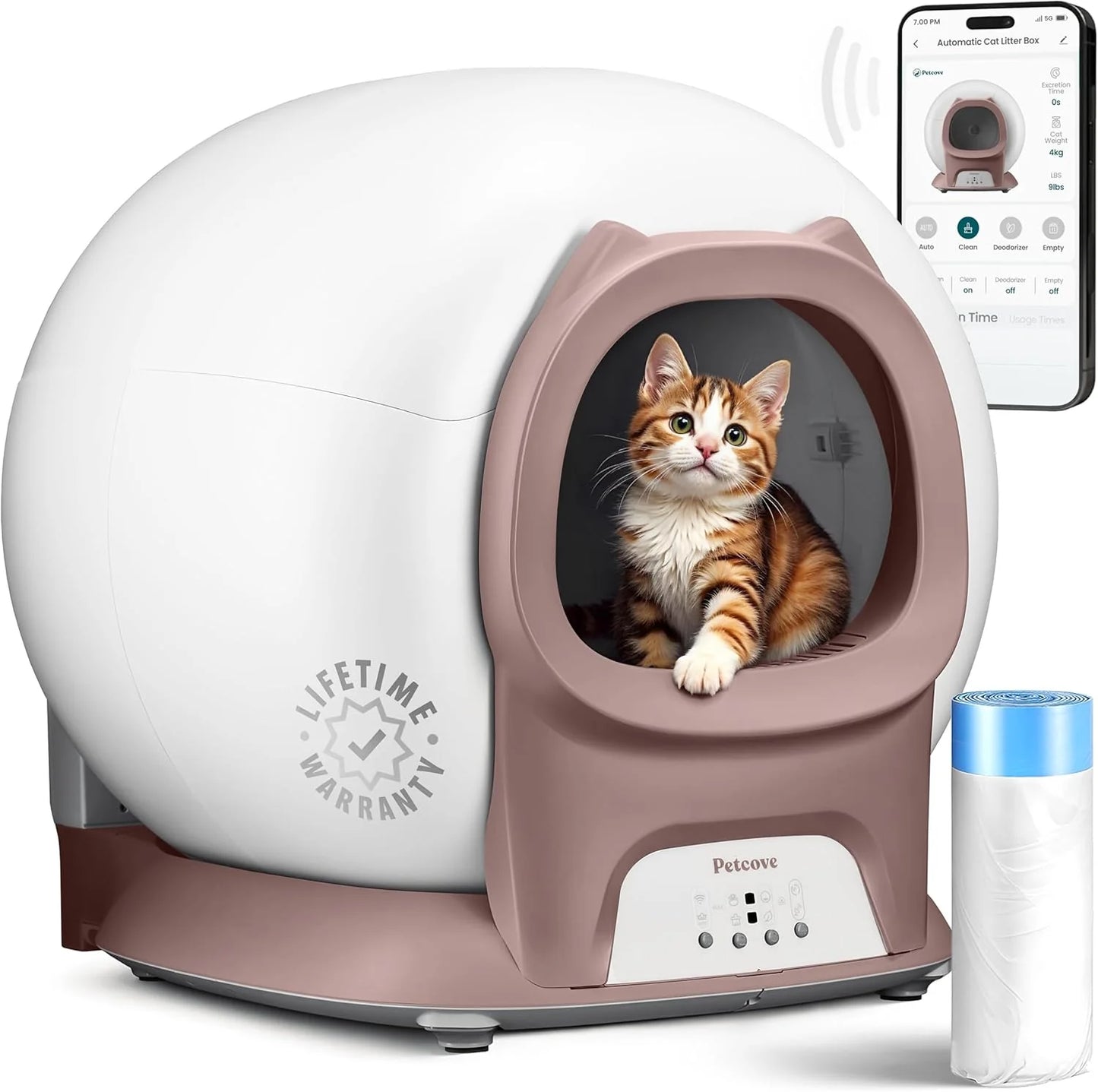 Lettiera autopulente con sensori di sicurezza automatici per più gatti - Lettiera automatica per gatti autopulente