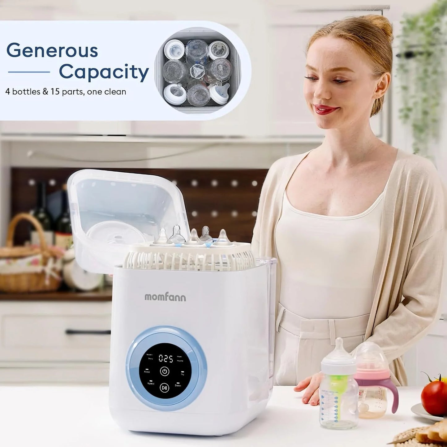 Lavabiberon - Lavaggio rapido in 19 minuti, sterilizzatore e asciugatrice, detergente tutto in uno