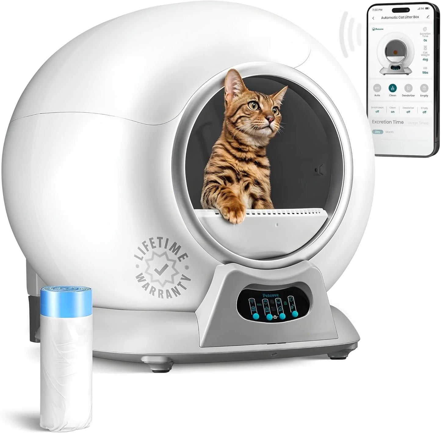 Lettiera autopulente con sensori di sicurezza automatici per più gatti - Lettiera automatica per gatti autopulente