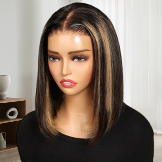 Parrucca Bob in pizzo con chiusura 5x5 senza colla, parrucca di capelli umani lisci