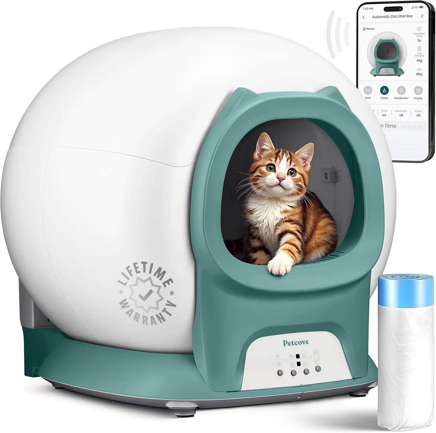 Lettiera autopulente con sensori di sicurezza automatici per più gatti - Lettiera automatica per gatti autopulente