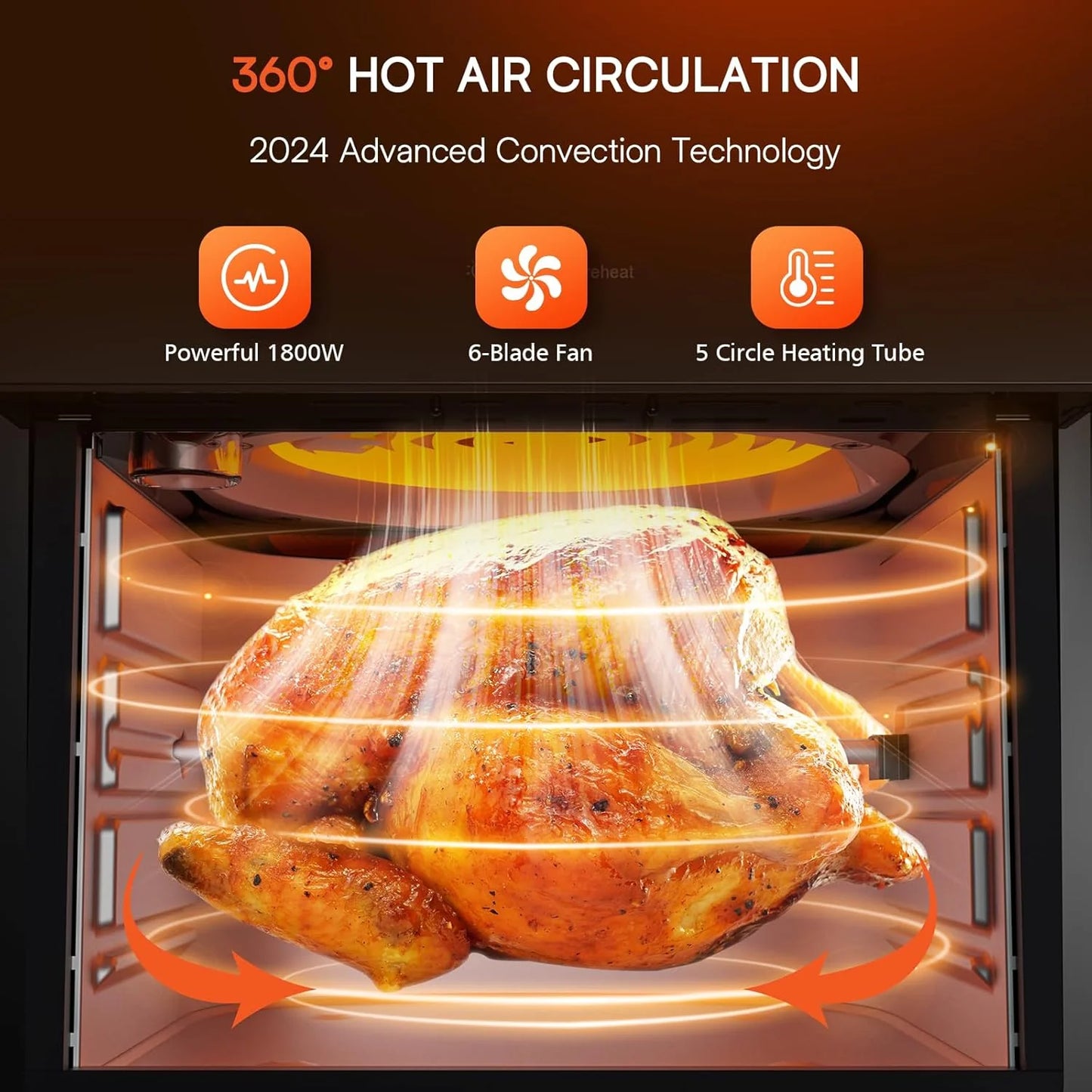 La friggitrice/forno ad aria da 15,5 Qt riscalda, cuoce e disidrata rapidamente gli alimenti con un intervallo di controllo della temperatura di 50°-425°F 1800 W