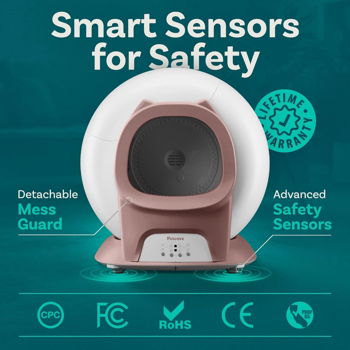 Lettiera autopulente con sensori di sicurezza automatici per più gatti - Lettiera automatica per gatti autopulente