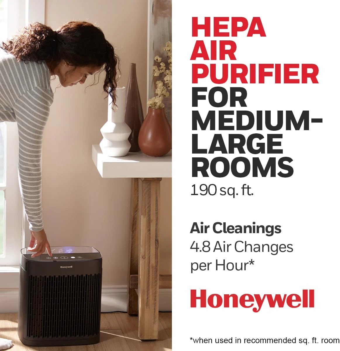 Purificatore d'aria HEPA per stanze medio-grandi da 190'