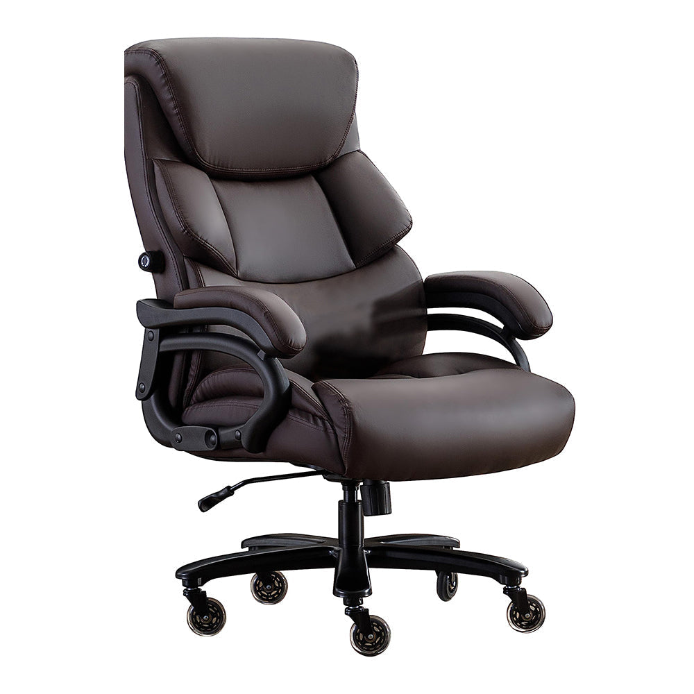 Sedia da ufficio direzionale in pelle marrone, sedia ergonomica per computer di grandi dimensioni