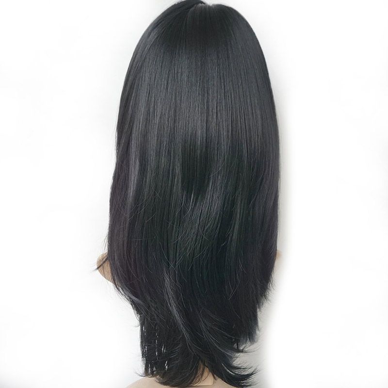 Layered Human Hair Wigs with Bangs