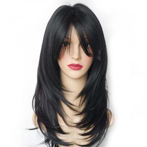 Layered Human Hair Wigs with Bangs