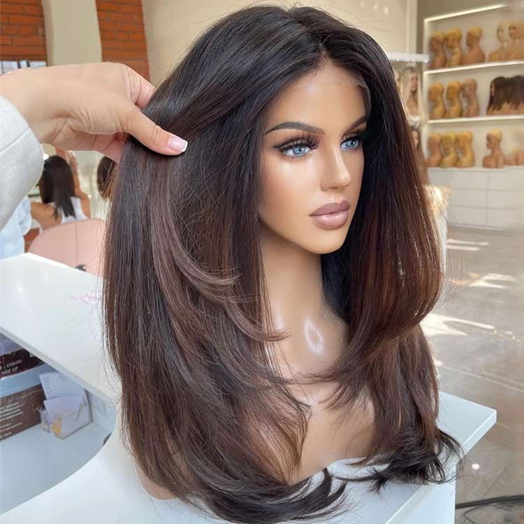 Glueless Straight Human Hair Closure Lace Wigs