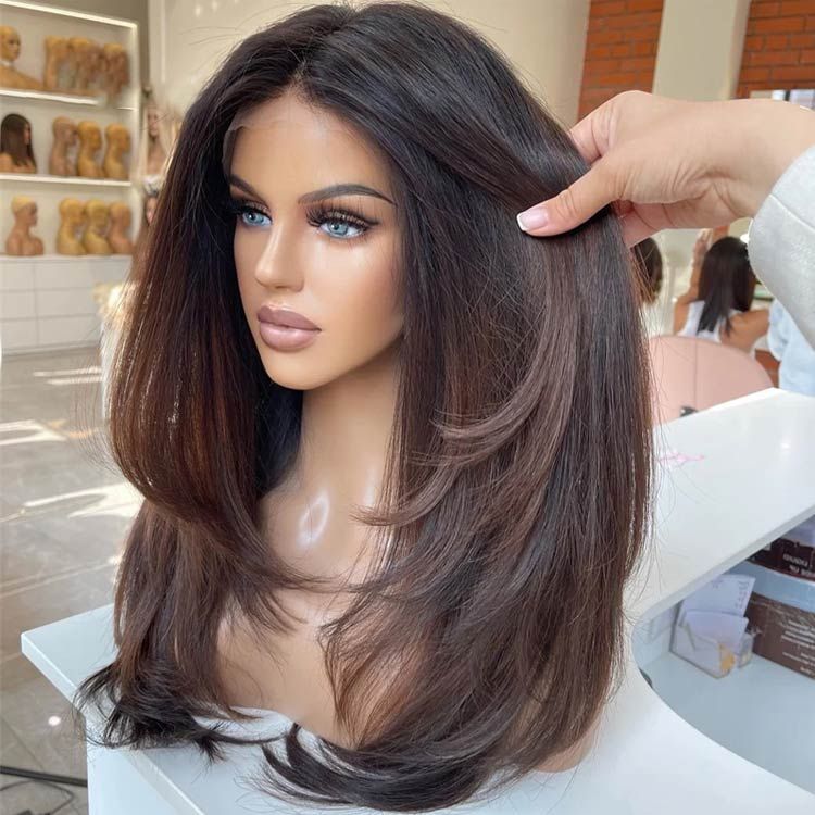 Glueless Straight Human Hair Closure Lace Wigs