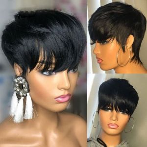 Parrucche corte a strati con taglio pixie e capelli umani
