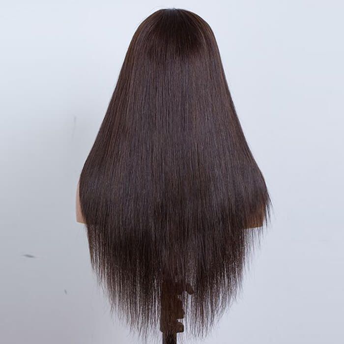 Brown Layered Straight With Bangs Human Hair
