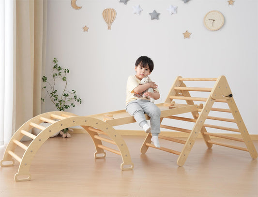 Palestra giocattolo pieghevole in legno per bambini piccoli, palestra da arrampicata per bambini piccoli, parco giochi al coperto per bambini piccoli