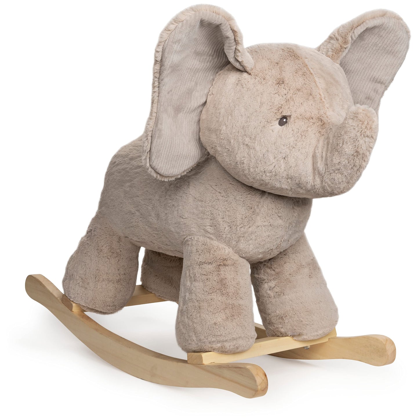Agnello a dondolo con base in legno, peluche per la cameretta dei bambini
