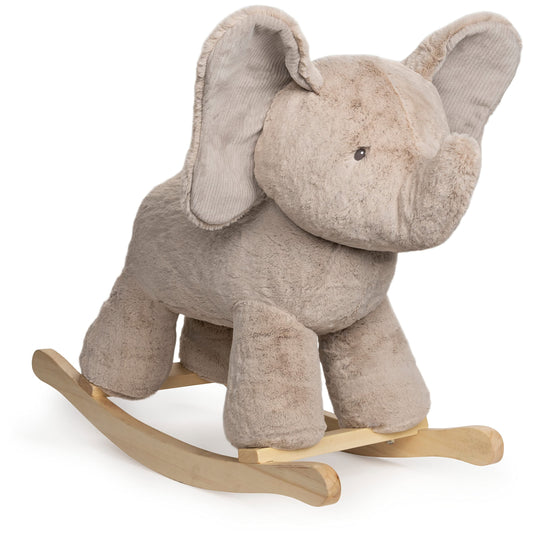 Agnello a dondolo con base in legno, peluche per la cameretta dei bambini