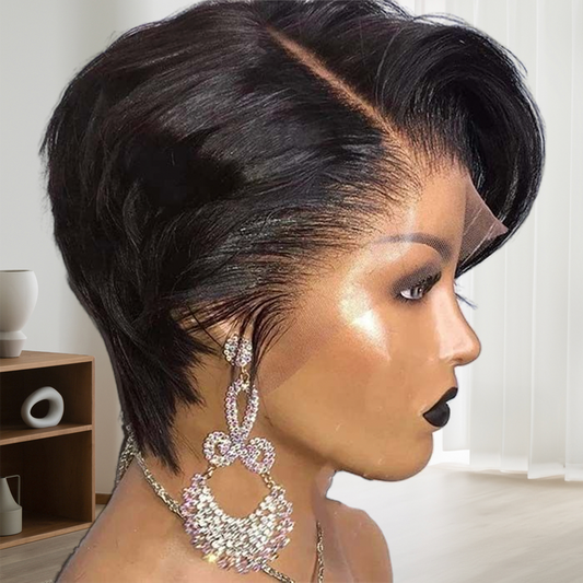 Short Pixie Cut Wig Straight Side Part Bob Wig Lace Front Human Hair Wigs