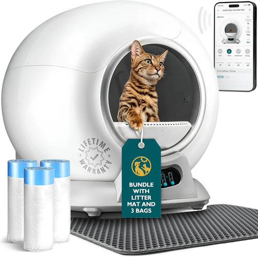 Lettiera autopulente con sensori di sicurezza automatici per più gatti - Lettiera automatica per gatti autopulente