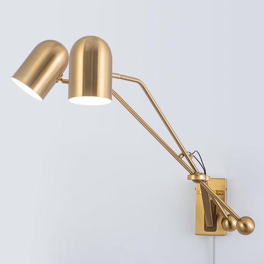 Applique da parete moderne con spina, set di 2, applique da parete con braccio oscillante nero e cavo interruttore ON/OFF per camera da letto e soggiorno