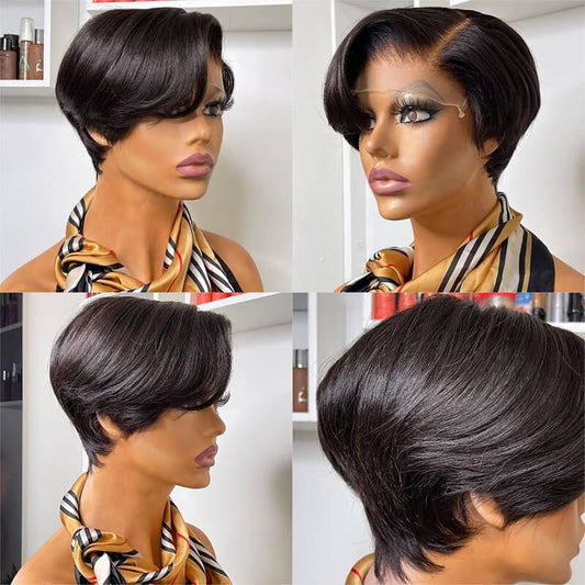 Pixie Cut Wig Closure Lace Bob Wig Human Hair