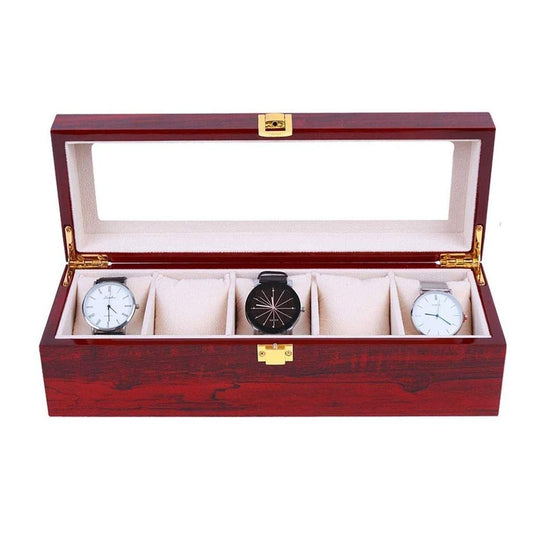 Scatola portagioie, organizer per orologi, custodia portaoggetti in pelle PU con 6 scomparti, regali di compleanno per uomini e donne