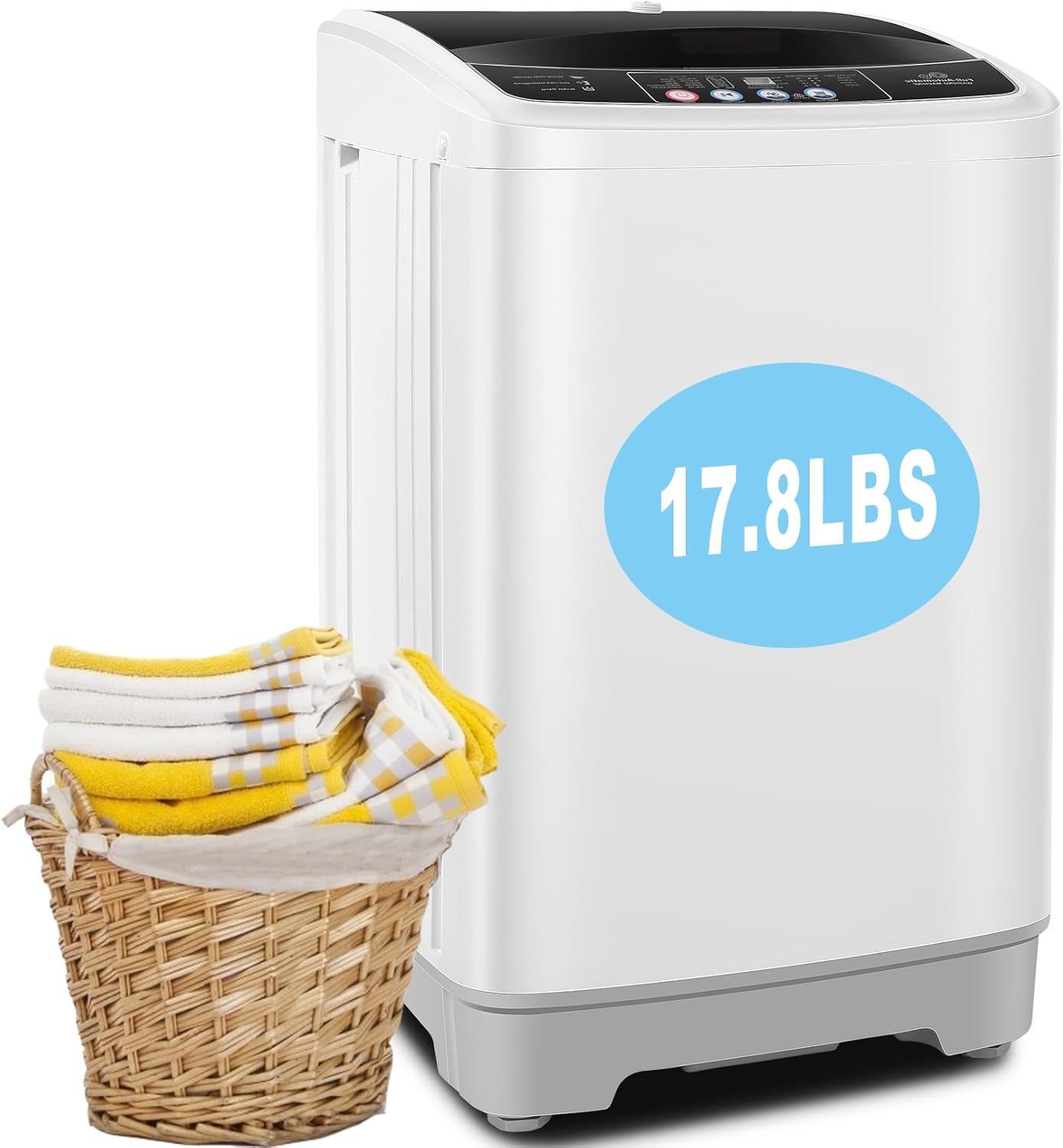 Lavatrice portatile da 20 libbre, lavatrice e asciugatrice da 2,8 piedi cubi con pompa di scarico, 10 programmi, 8 livelli d'acqua, lavatrice compatta per casa, appartamento, camper, dormitori 