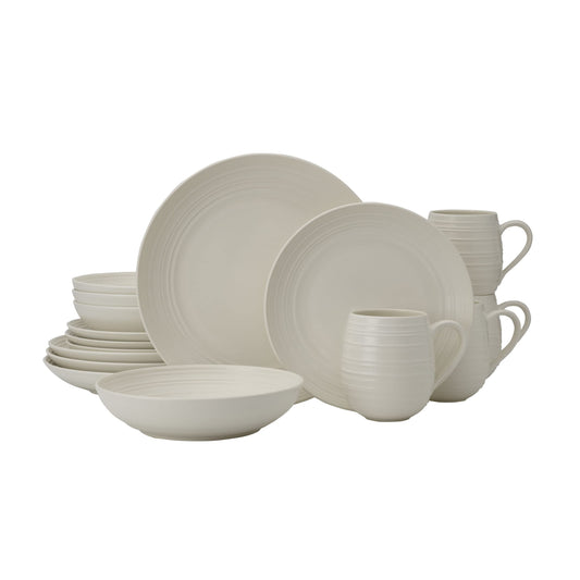 Servizio da tavola Swirl Coupe da 16 pezzi, per 4 persone, bianco