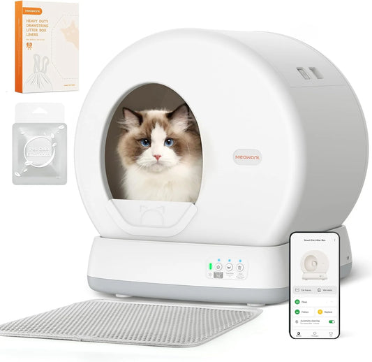 Lettiera per gatti autopulente, lettiera automatica con protezione di sicurezza integrata per gatti multipli