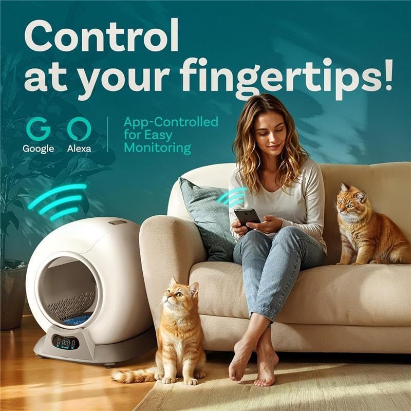 Lettiera autopulente con sensori di sicurezza automatici per più gatti - Lettiera automatica per gatti autopulente