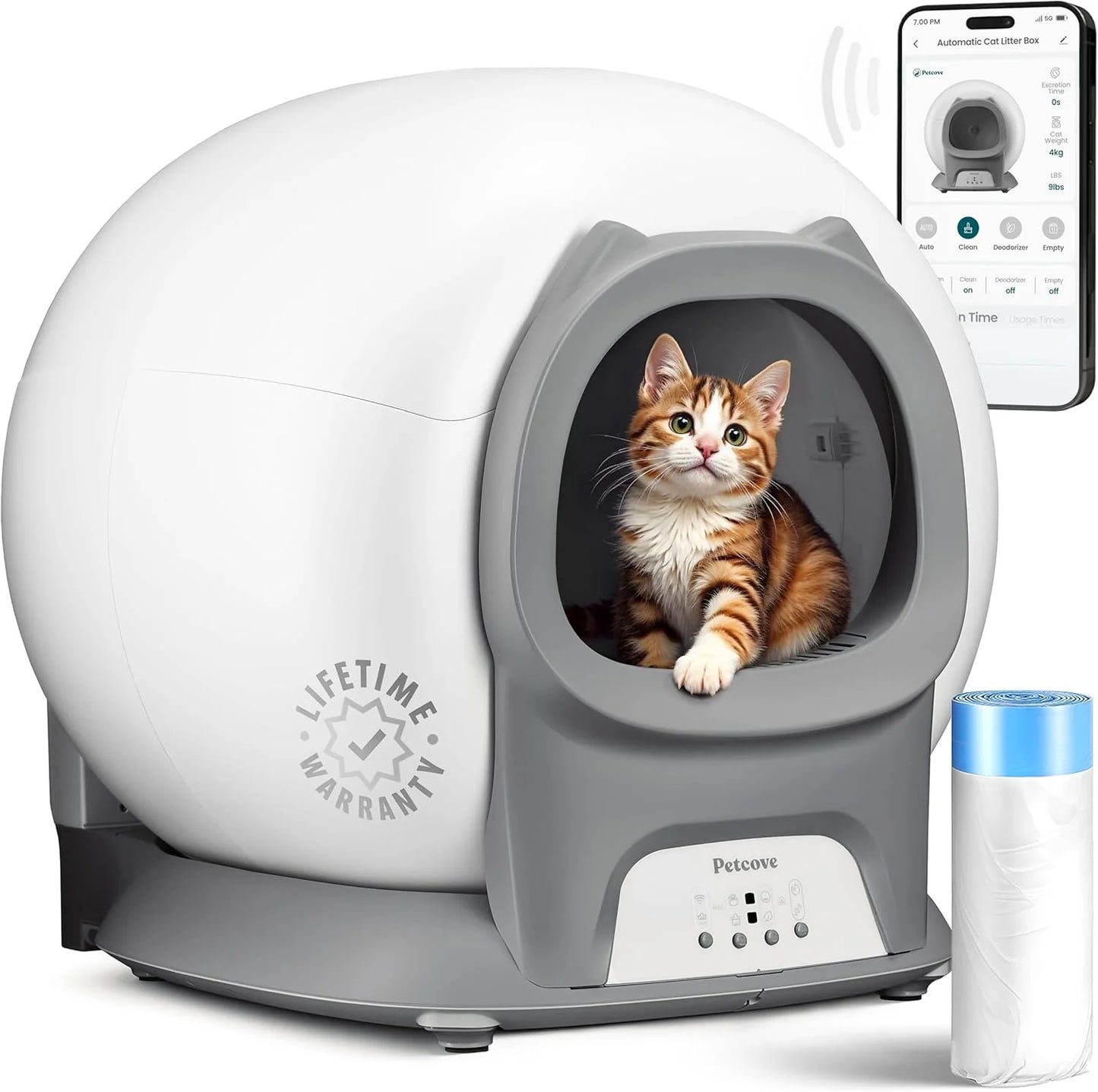 Lettiera autopulente con sensori di sicurezza automatici per più gatti - Lettiera automatica per gatti autopulente