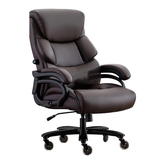 Sedia da ufficio direzionale in pelle marrone, sedia ergonomica per computer di grandi dimensioni