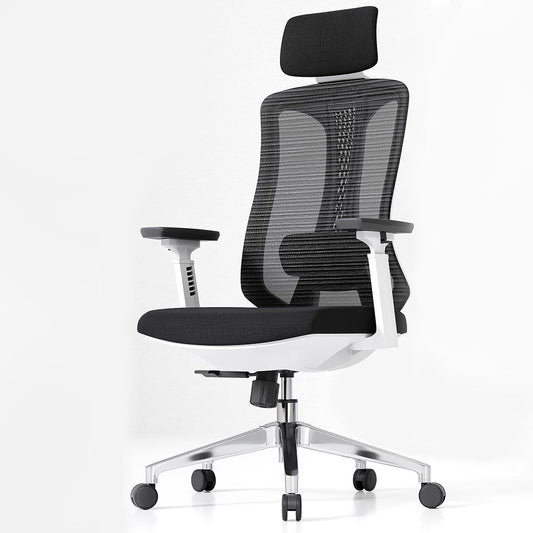 Sedia ergonomica da ufficio, sedia da computer con schienale alto in rete e braccioli 3D
