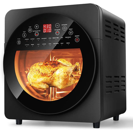 Forno tostapane con friggitrice ad aria, forno tostapane con friggitrice ad aria 16 in 1, grande girarrosto a convezione con girarrosto e disidratatore
