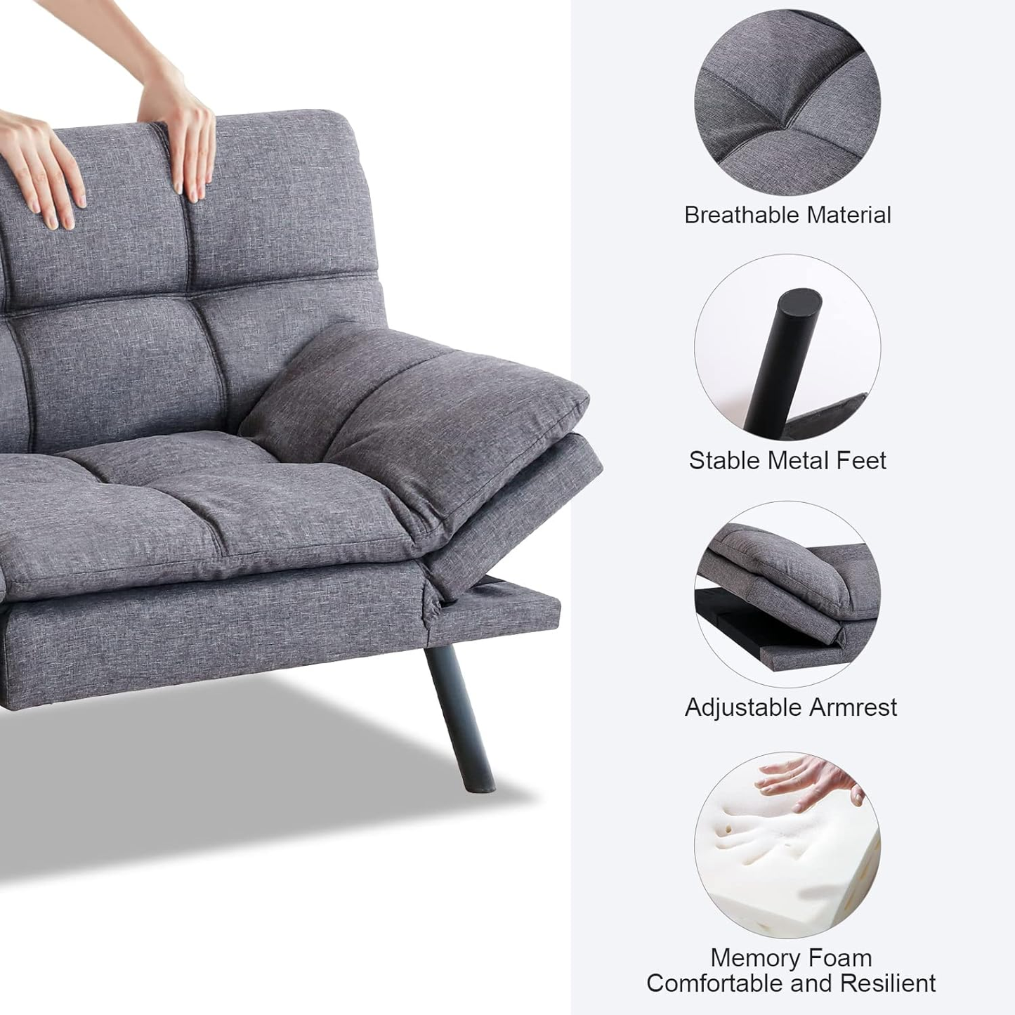 Divano letto futon, divano letto in memory foam 