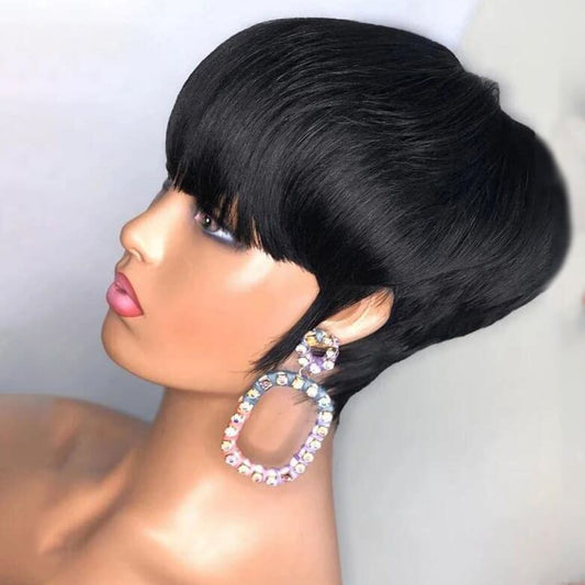 Short Wigs Layered Pixie Cut Human Hair Wigs