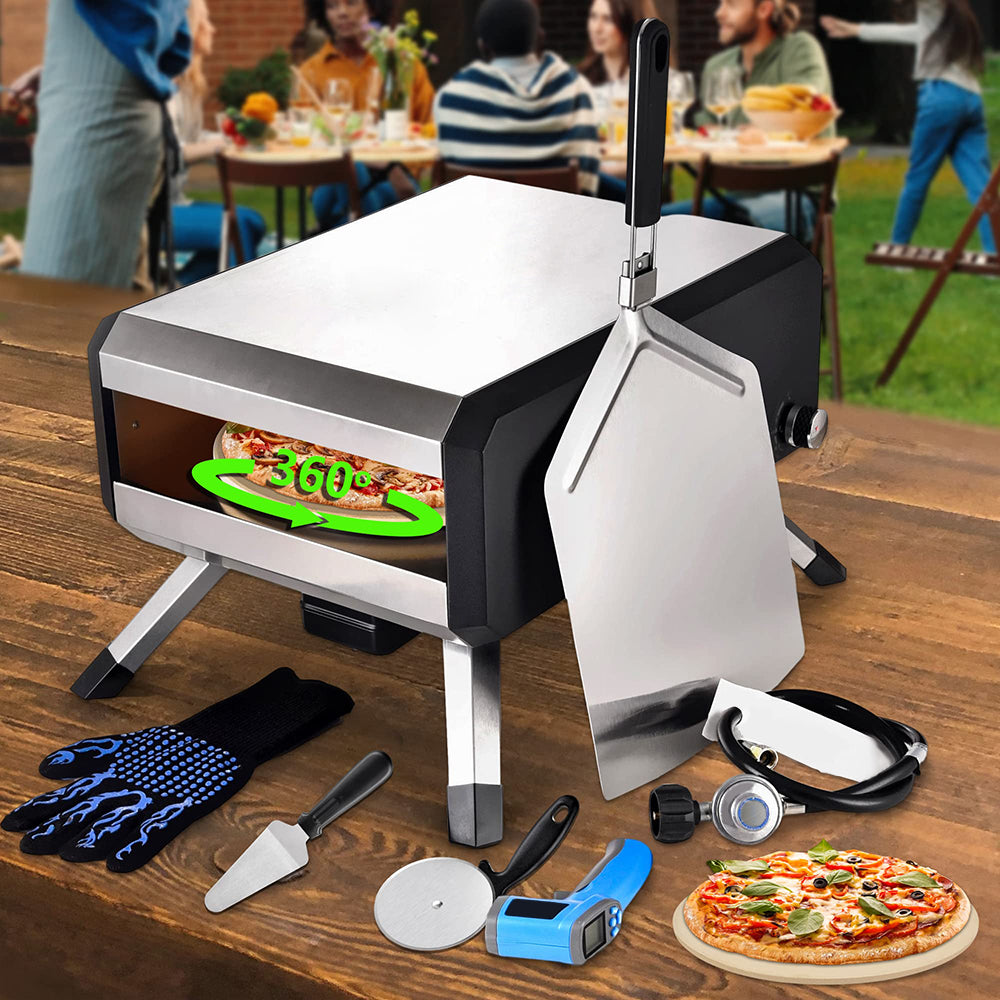 Forno per pizza a gas con rotazione automatica a 360° in acciaio inox